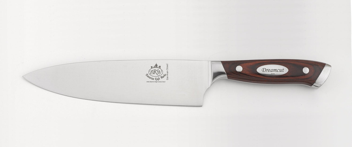 Chef Mike Special! 8 Inch Chef knife with Diamonds Steel sharpener &amp; Bamboo cutting board - Bavarian Knife Works